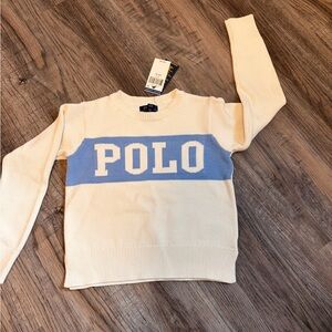 Polo by Ralph Lauren little girls knit Sweater in Cream and Blue size 7